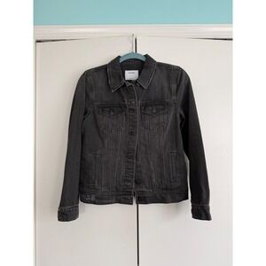 Old Navy Womens Denim Jacket Black‎ Wash Size S Trucker Style Cool Everyday